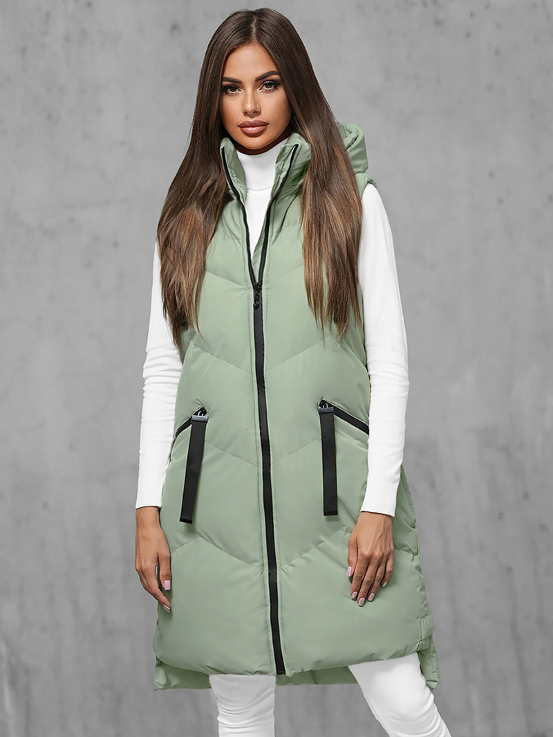 Стьобаний жіночий жилет Яскраво-Зеленi OZONEE JS/M788/236Z