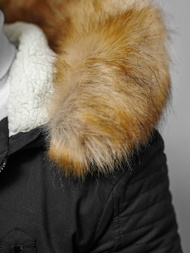 Kurtka zimowa męska parka z futerkiem czarna OZONEE JD/390