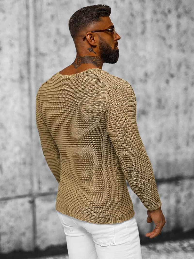 Sweter męski camelowy OZONEE L/1442Z