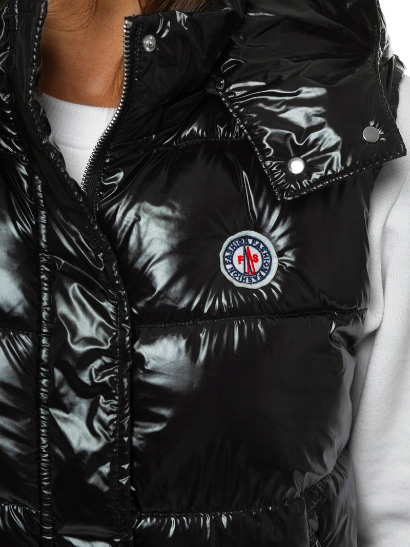 Kamizelka damska pikowana z kapturem czarna OZONEE O/SW025/1