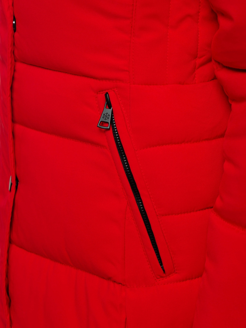 Kurtka zimowa damska parka z futerkiem czerwona OZONEE O/M202/4