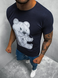 T-Shirt męski z nadrukiem granatowy OZONEE O/BL72