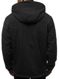Kurtka softshell męska z kapturem czarno-zielona OZONEE GE/12263