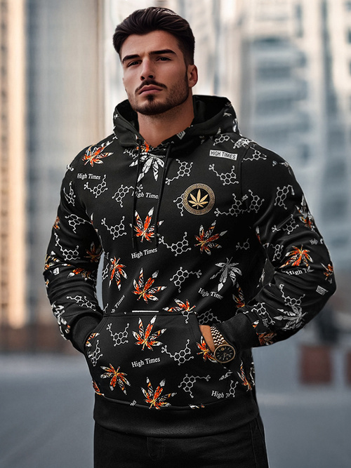 Bluza z kapturem męska czarna OZONEE O/B266Z