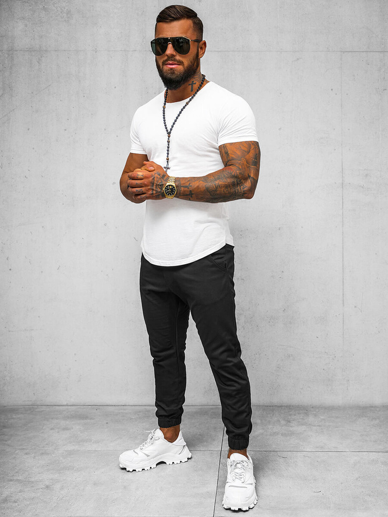 Spodnie męskie chino joggery czarne OZONEE O/399