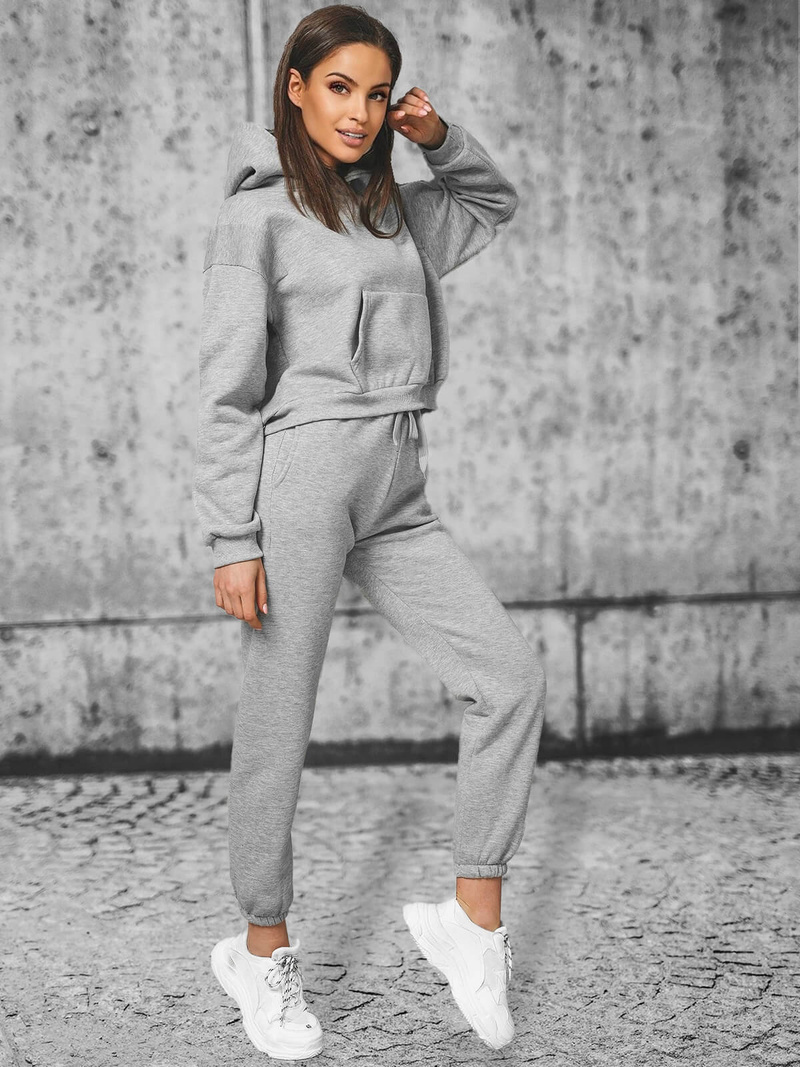 Komplet dresowy dwuczęściowy damski szary OZONEE JS/8C69/2