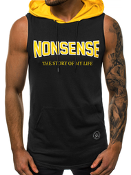 T-Shirt z kapturem męski czarny OZONEE MAD/2882Z