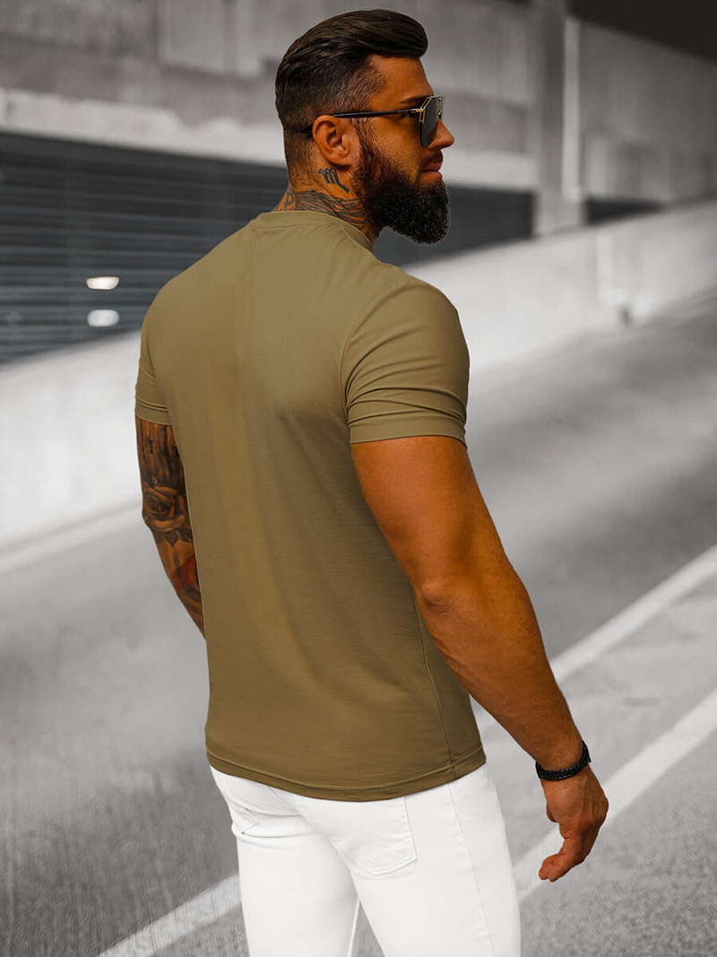 T-shirt męski slim fit brązowy OZONEE NB/MT3001