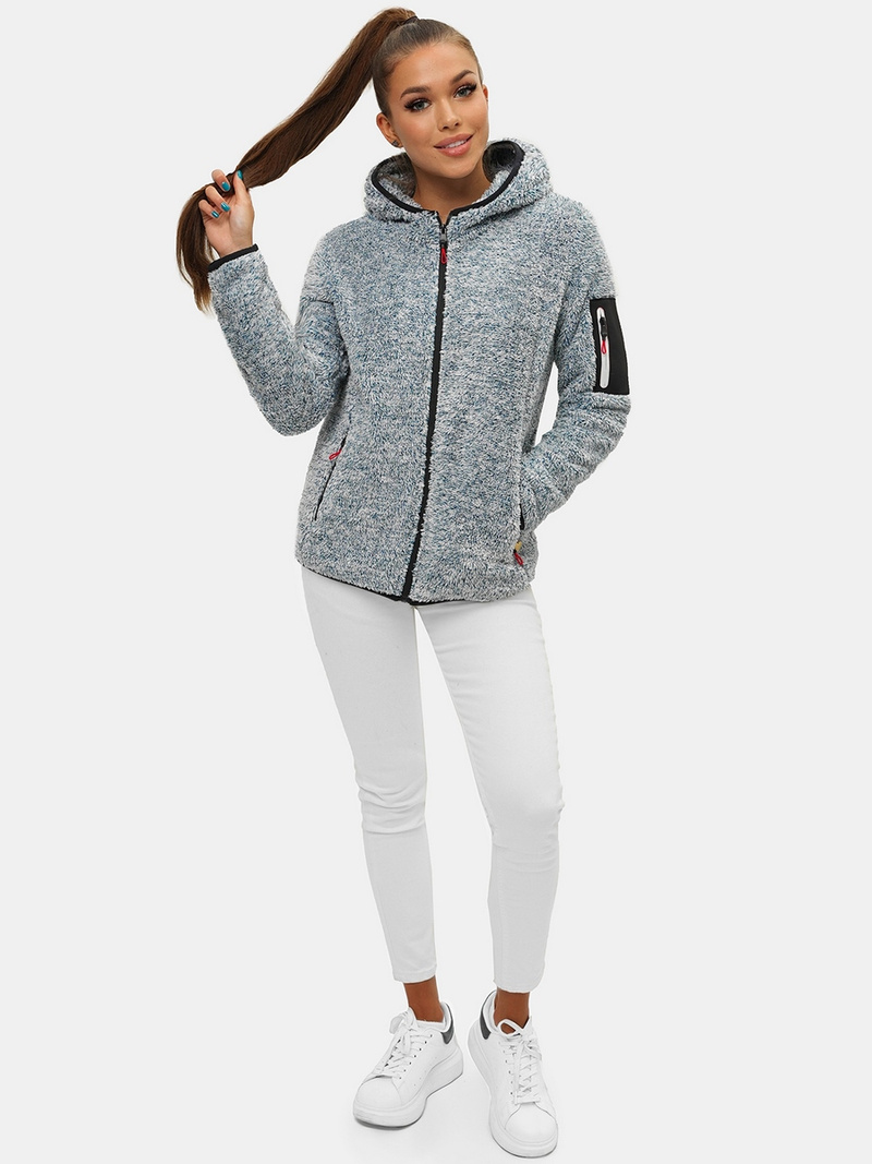 Kurtka damska rozpinana z kapturem granatowa OZONEE JS/KSW7002