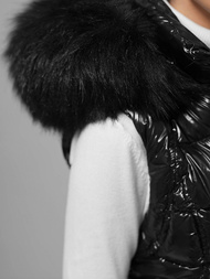 Kamizelka damska pikowana z futerkiem czarna OZONEE O/DK027/1Z