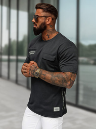 T-shirt męski regular fit czarny OZONEE O/QQ1530