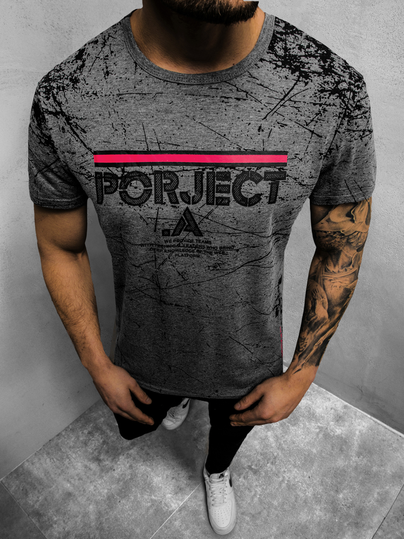 T-Shirt męski grafitowy OZONEE JS/SS10917Z