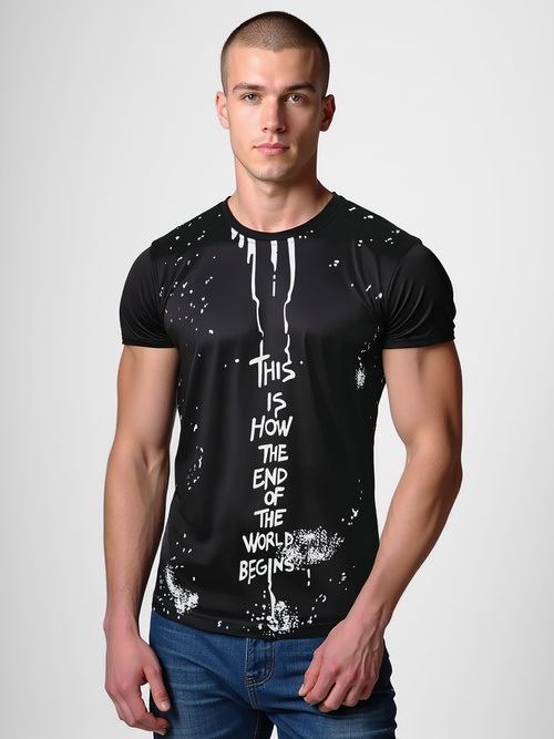 T-shirt męski czarny OZONEE O/8T1259/3Z