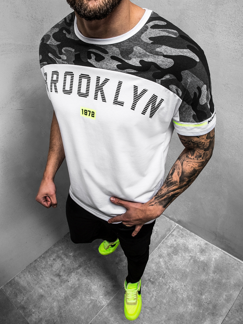 T-Shirt męski biały OZONEE JS/SS10977Z