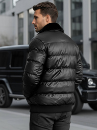 Kurtka zimowa męska skórzana czarna OZONEE O/M795Z