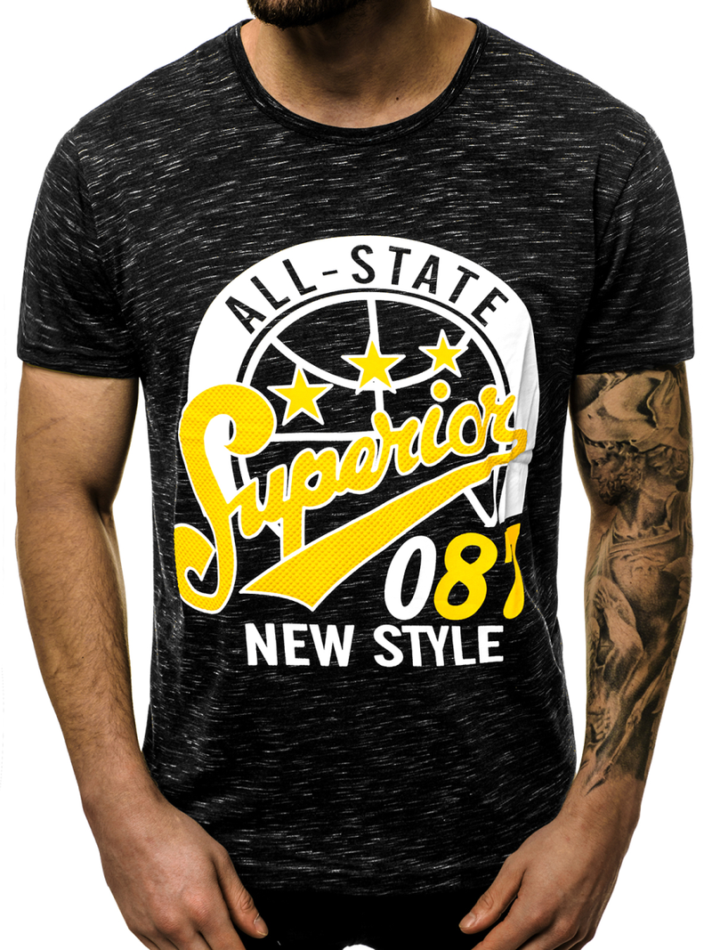 T-Shirt męski czarny OZONEE JS/KS2043