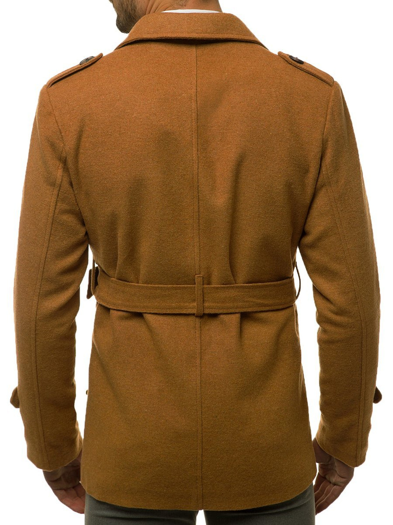 Płaszcz męski z pagonami camelowy OZONEE O/5627