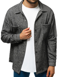 Koszula męska oversize w kratę czarno-biała OZONEE MACH/G807Z