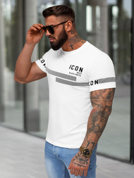 T-shirt męski slim fit biały OZONEE JS/8B1701/1