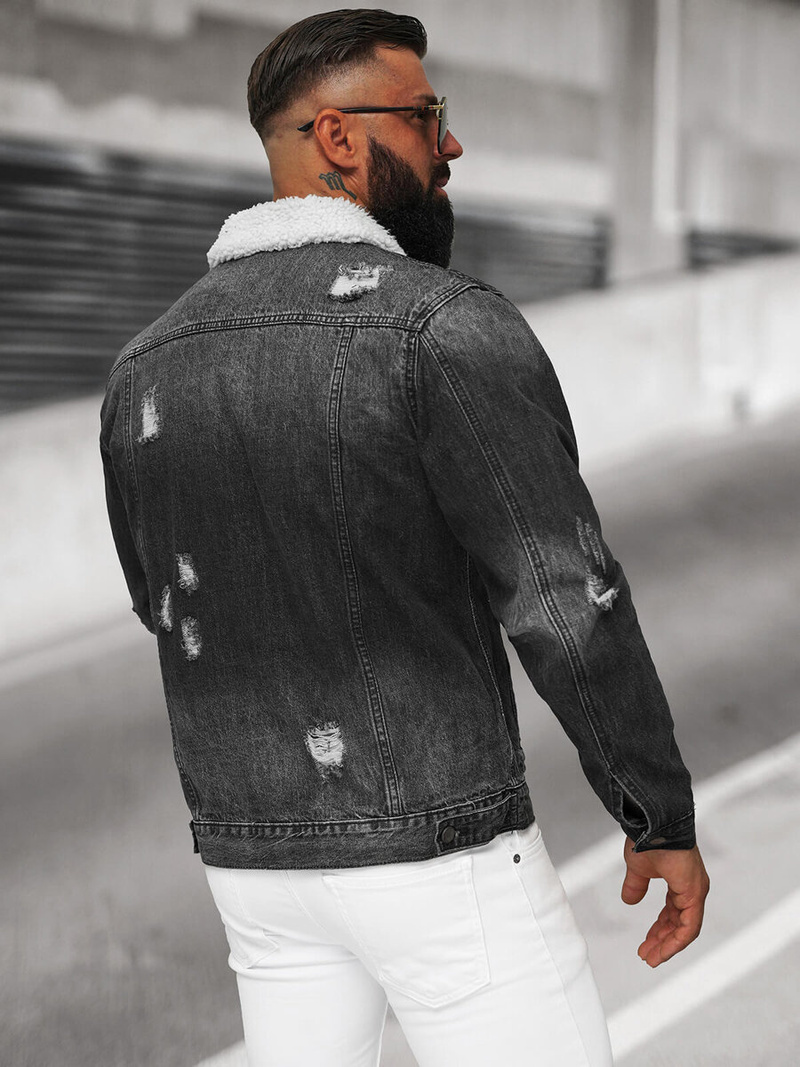 Чоловіча джинсова куртка Чорна OZONEE NB/MJ502NZ