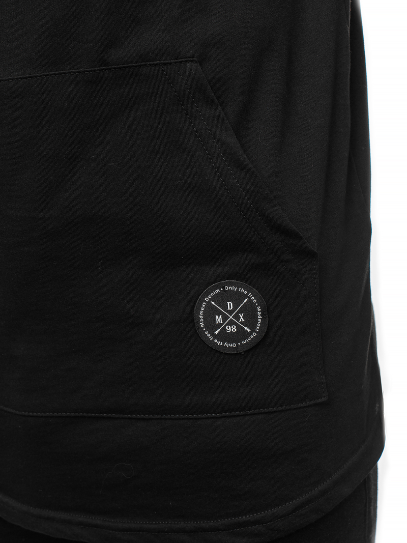 T-Shirt z kapturem męski czarny OZONEE MAD/2882Z