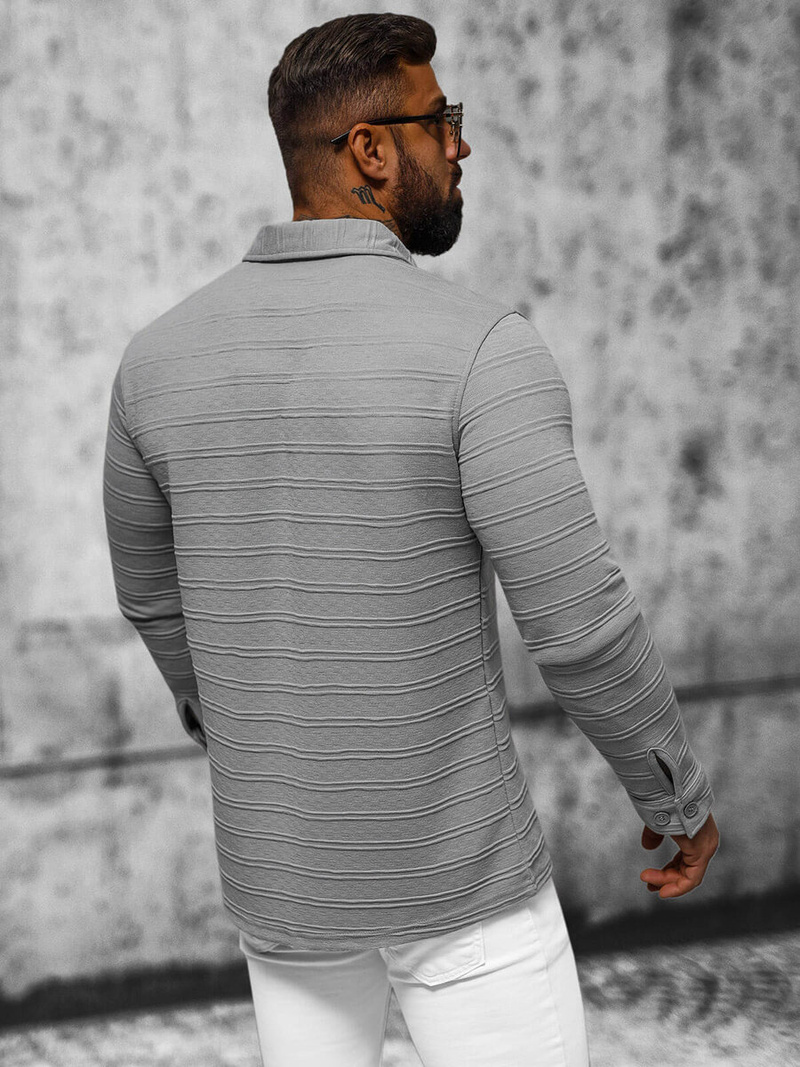 Bluza męska z kołnierzykiem szara OZONEE O/TB2271