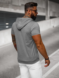 T-shirt męski z kapturem grafitowy OZONEE JS/8T955/5