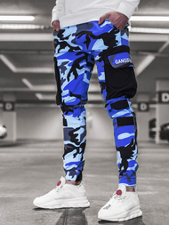 Spodnie męskie chino joggery niebiesko-czarne OZONEE G/11131