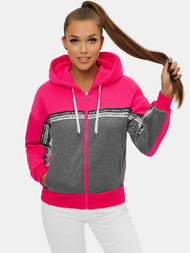 Bluza z kapturem rozpinana damska różowo-szara OZONEE JS/B26044Z