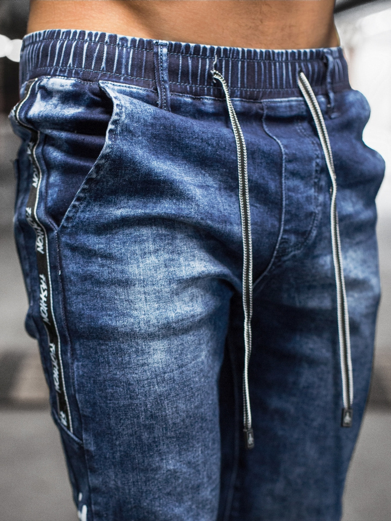 Spodnie jeansowe joggery męskie niebieskie OZONEE DR/TF084