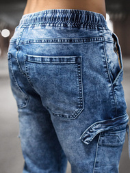 Spodnie jeansowe joggery męskie niebieskie OZONEE O/TF039Z