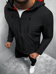 Kurtka przejściowa męska z kapturem czarna OZONEE JS/HM093/1