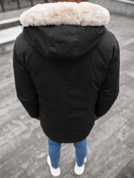 Kurtka zimowa męska parka z futerkiem czarna OZONEE JS/22M115/1