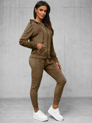 Komplet dresowy damski welurowy jasno-brązowy OZONEE JS/8C1176/162Z