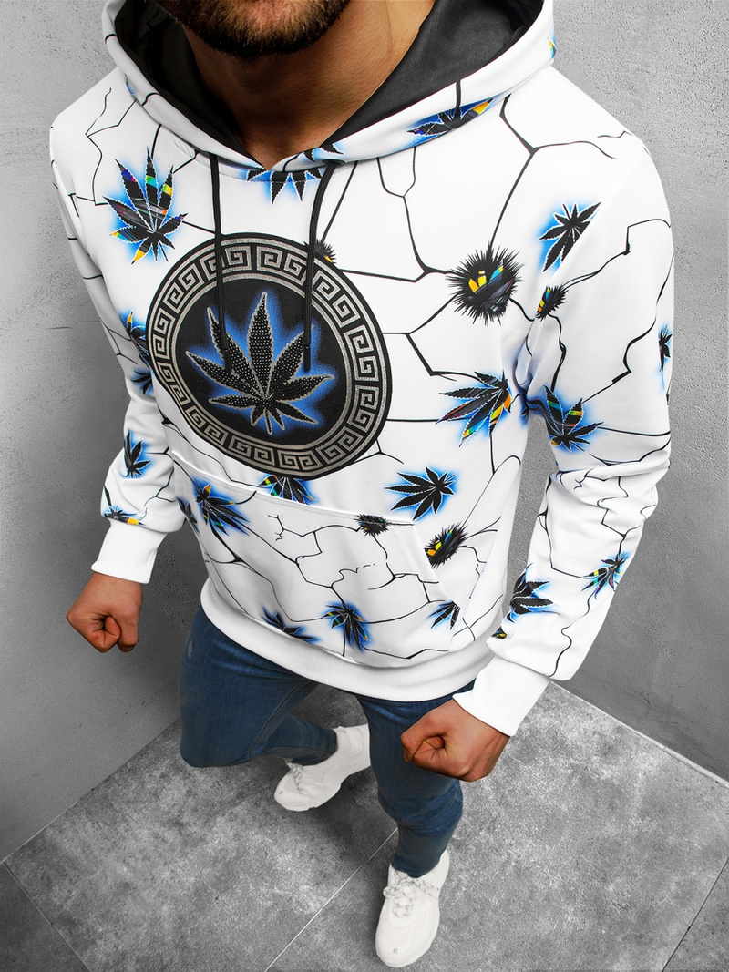 Bluza z kapturem męska biała OZONEE O/HM727Z