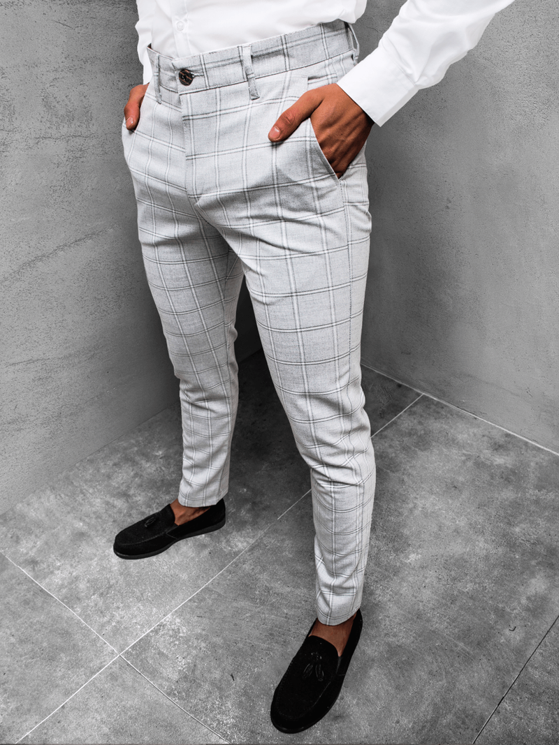 Spodnie męskie chino materiałowe szare OZONEE DJ/5590