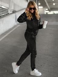 Komplet dresowy damski welurowy czarny OZONEE JS/8C1301/3