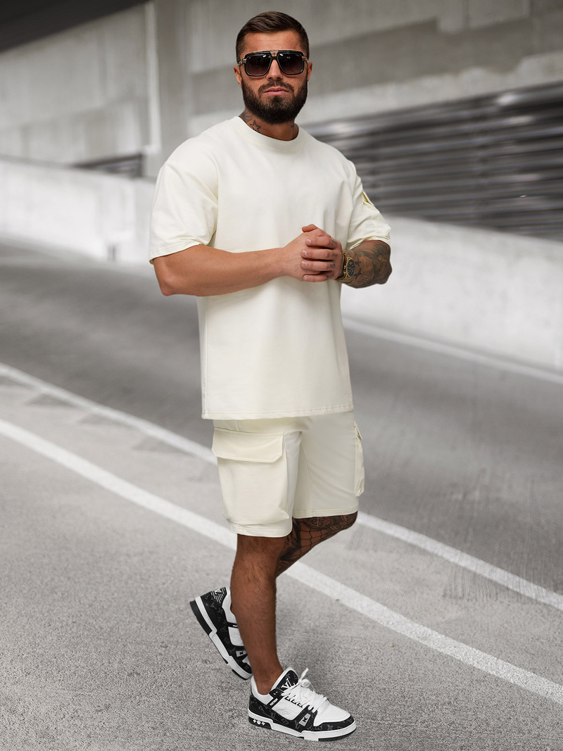 Komplet dresowy męski loose fit ecru OZONEE JS/27C6535/1