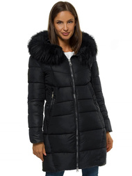 Kurtka zimowa damska parka z futerkiem czarna OZONEE O/SW028/1