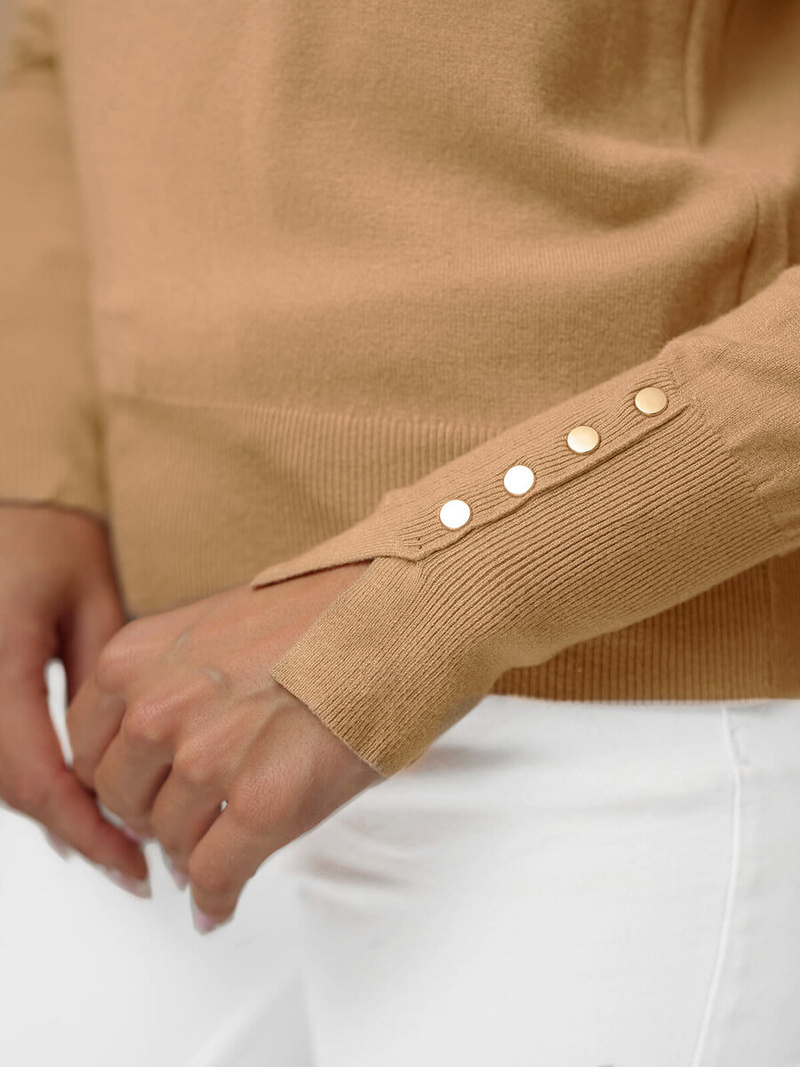 Sweter damski jasno-camelowy OZONEE JS/8004/2