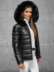 Куртка шкіряна жіноча чорна OZONEE JS/11Z8070