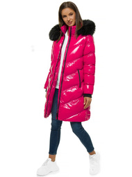 Kurtka zimowa damska parka z futerkiem różowa OZONEE JS/M23069/3