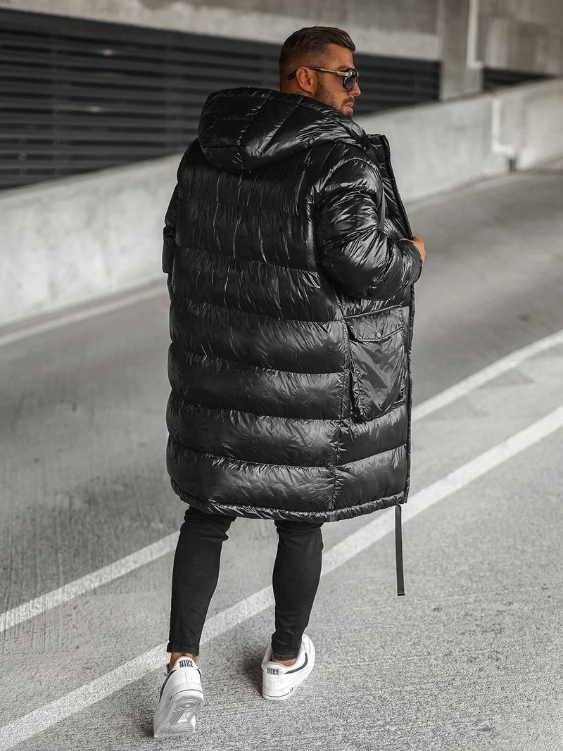 Kurtka zimowa męska długa czarna OZONEE O/M3205Z