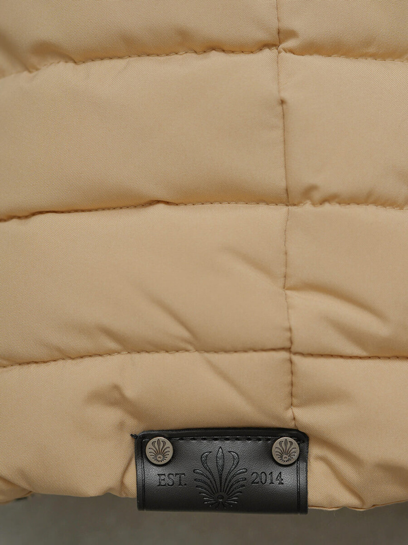 Kurtka zimowa damska długa pikowana beżowa OZONEE O/W377