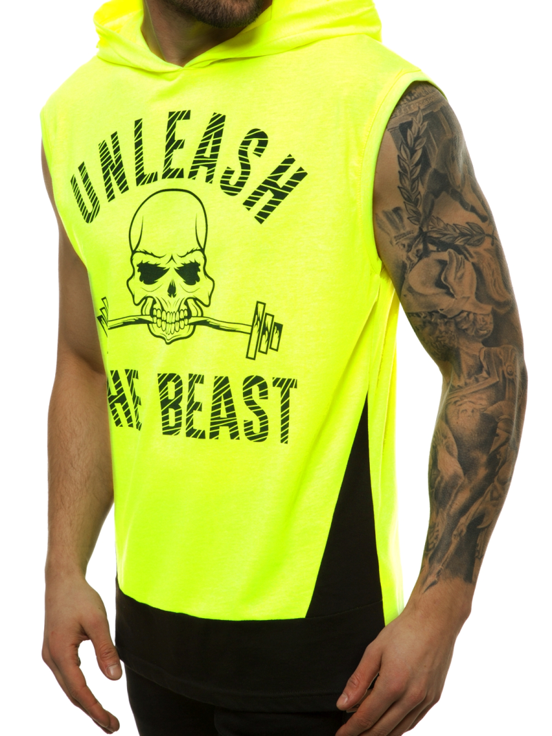 T-Shirt bez rękawów męski żółto-neonowy OZONEE MACH/M1214