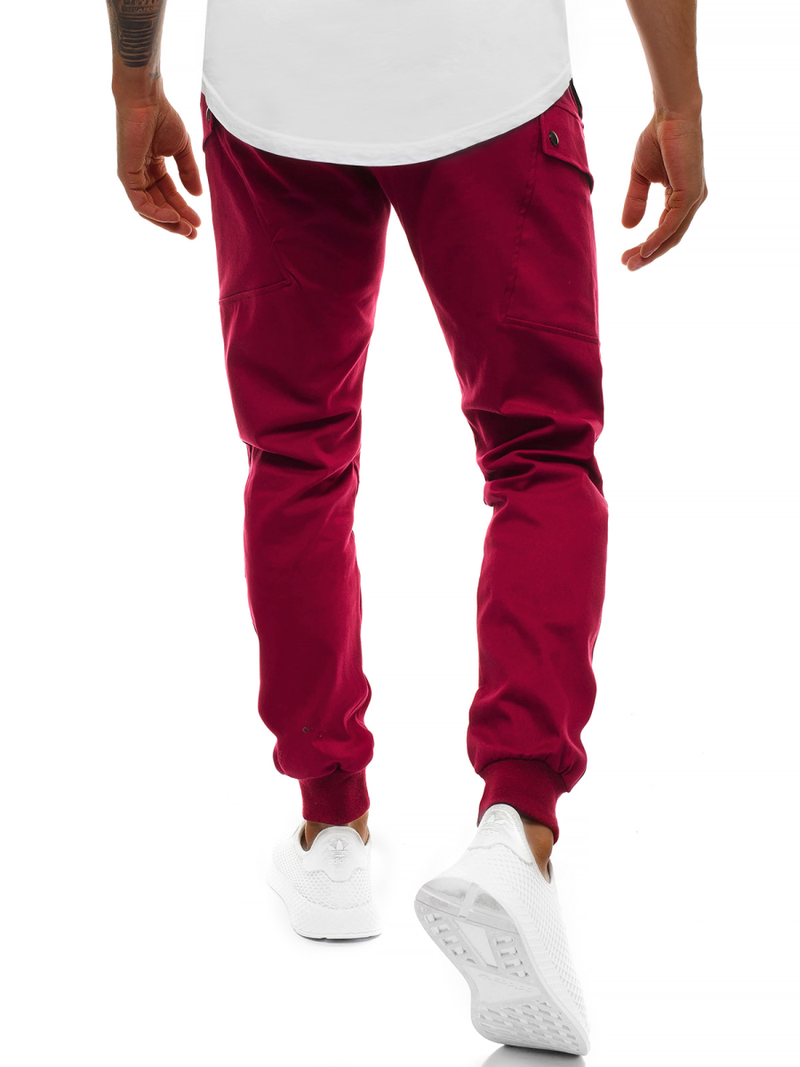 Spodnie męskie chino joggery bordowe OZONEE O/11103