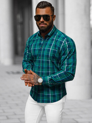 Koszula męska w kratę zielona OZONEE O/V99