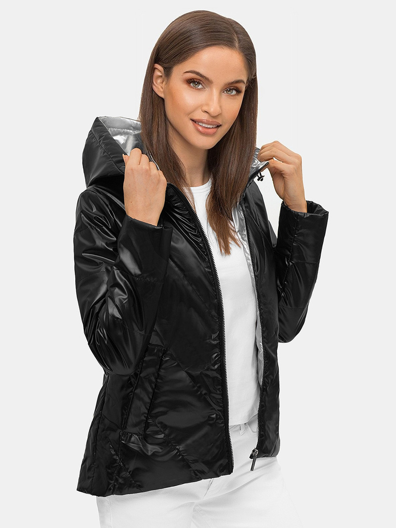 Kurtka damska z kapturem czarna OZONEE N/7008/1