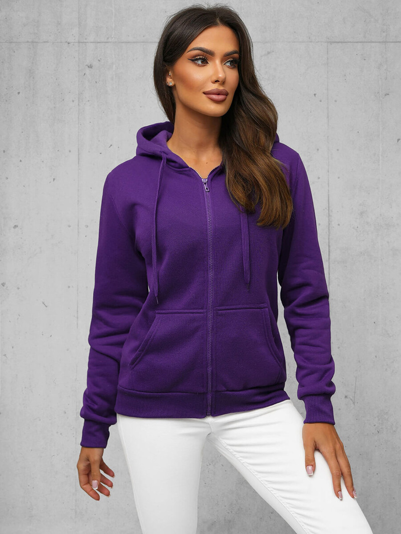 Bluza damska rozpinana z kapturem fioletowa OZONEE JS/W03Z