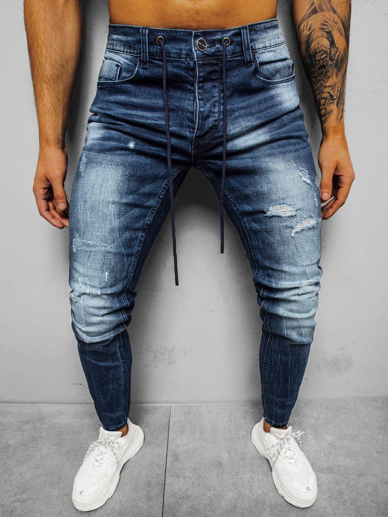 Spodnie jeansowe męskie ciemno-niebieskie OZONEE NB/MP0005BS